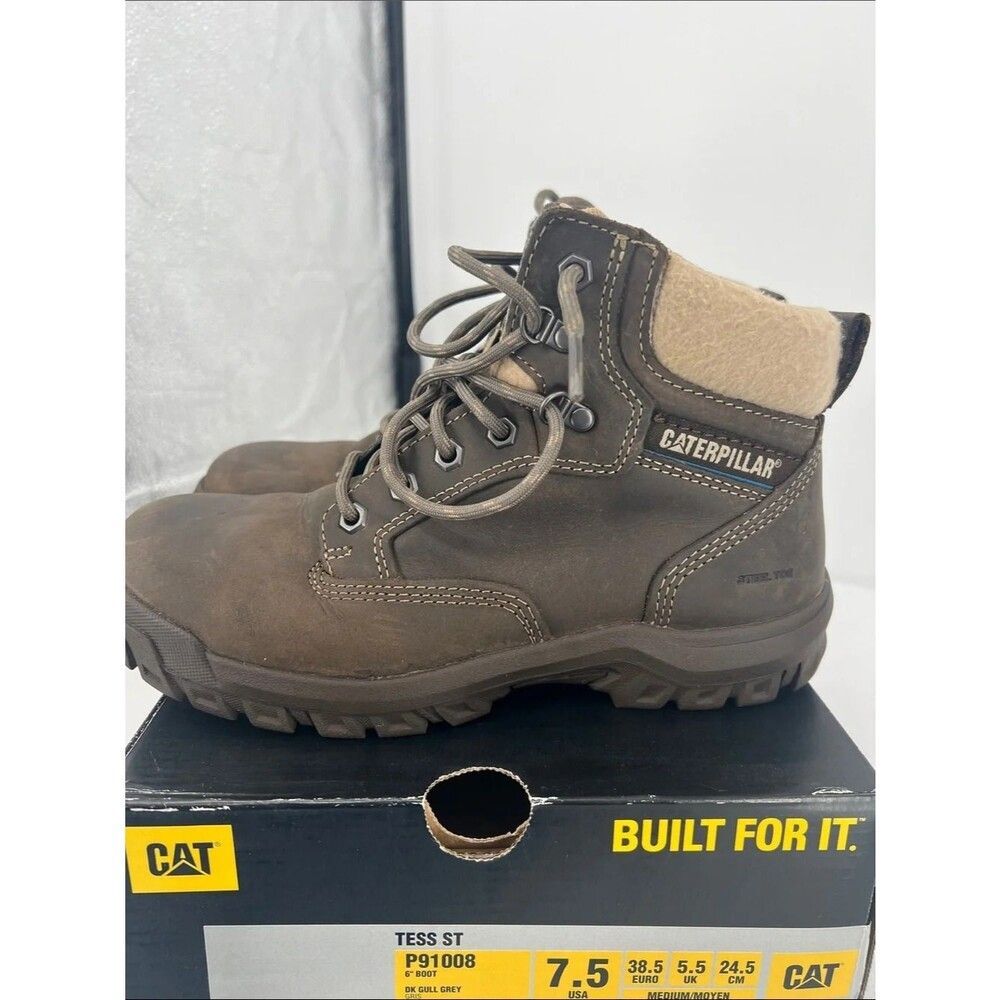 Caterpillar Tess ST Work Boots in Dark Grey Brown - Picture 5 of 7